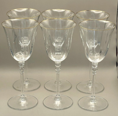 SIX MIKASA SONATA CRYSTAL GOLD RIM  WATER WINE GLASS GOBLET 8 1/4 INCH Discontin  | eBay | eBay US