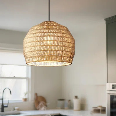 13" Handwoven Tropical Boho Coastal Pendant Light | Adjustable for Kitchen, Dining, Living Room & Patio , Durable & Easy to Install, UL Certified | Wayfair North America