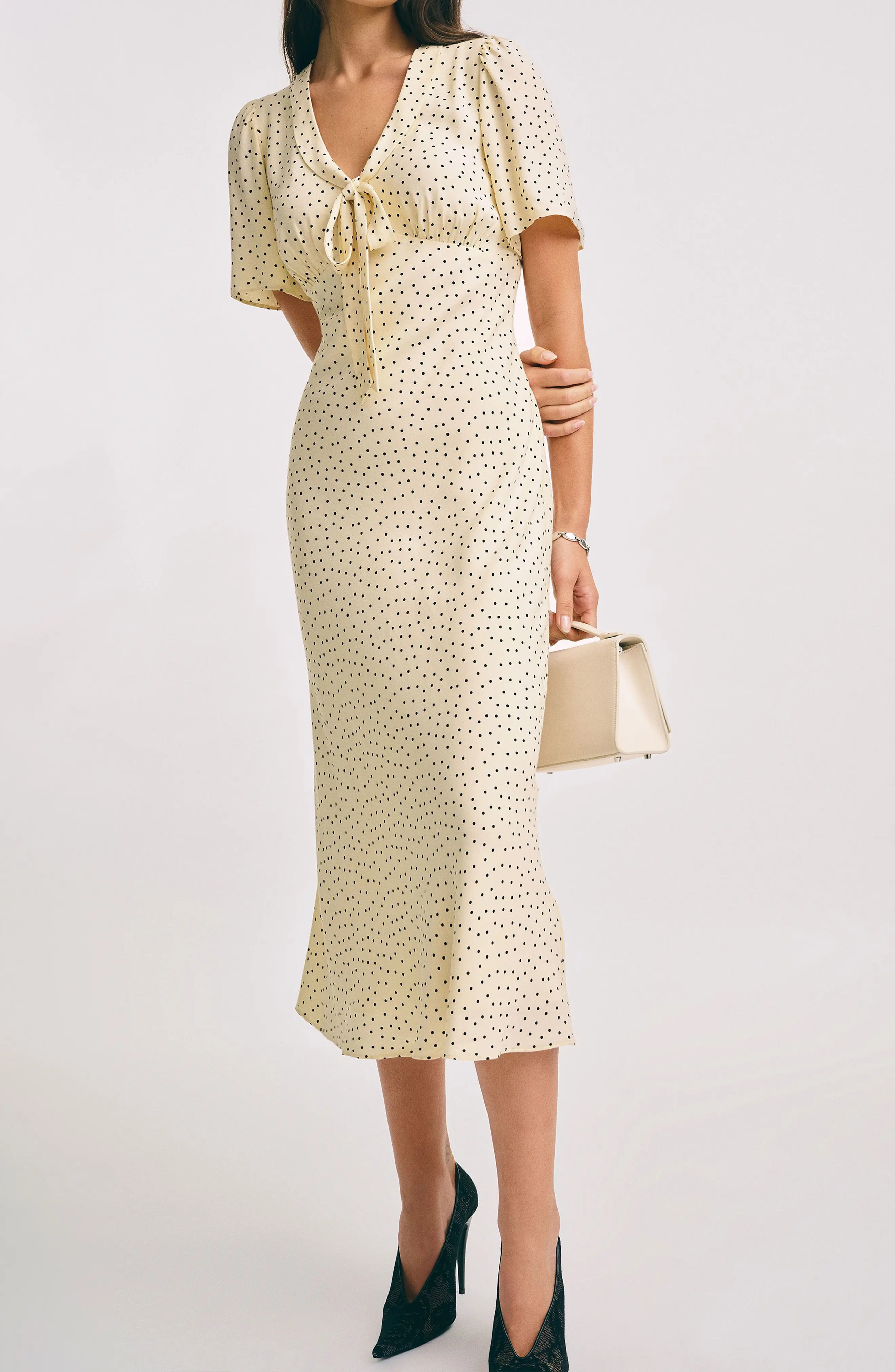 Tyra Polka Dot Short Sleeve Midi Dress (Women) | Nordstrom | Nordstrom