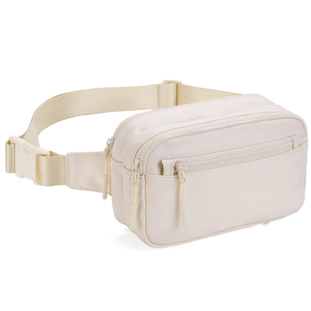 Telena Fanny Packs for Women Men Fashionable Cross Body Belt Bag with Adjustable Straps Beige | Amazon (US)