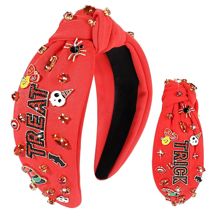 Halloween Headband for Women Crystal Pearl Knotted Headbands Beaded Boo Pumpkin Candy Corn Embell... | Amazon (US)