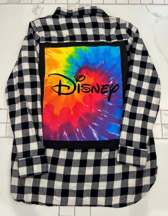 Disney Rainbow Tie Dye Flannel, Disney Flannel, Disney Jacket, Disney Plaid Flannel, Rainbow Tie ... | Etsy (US)
