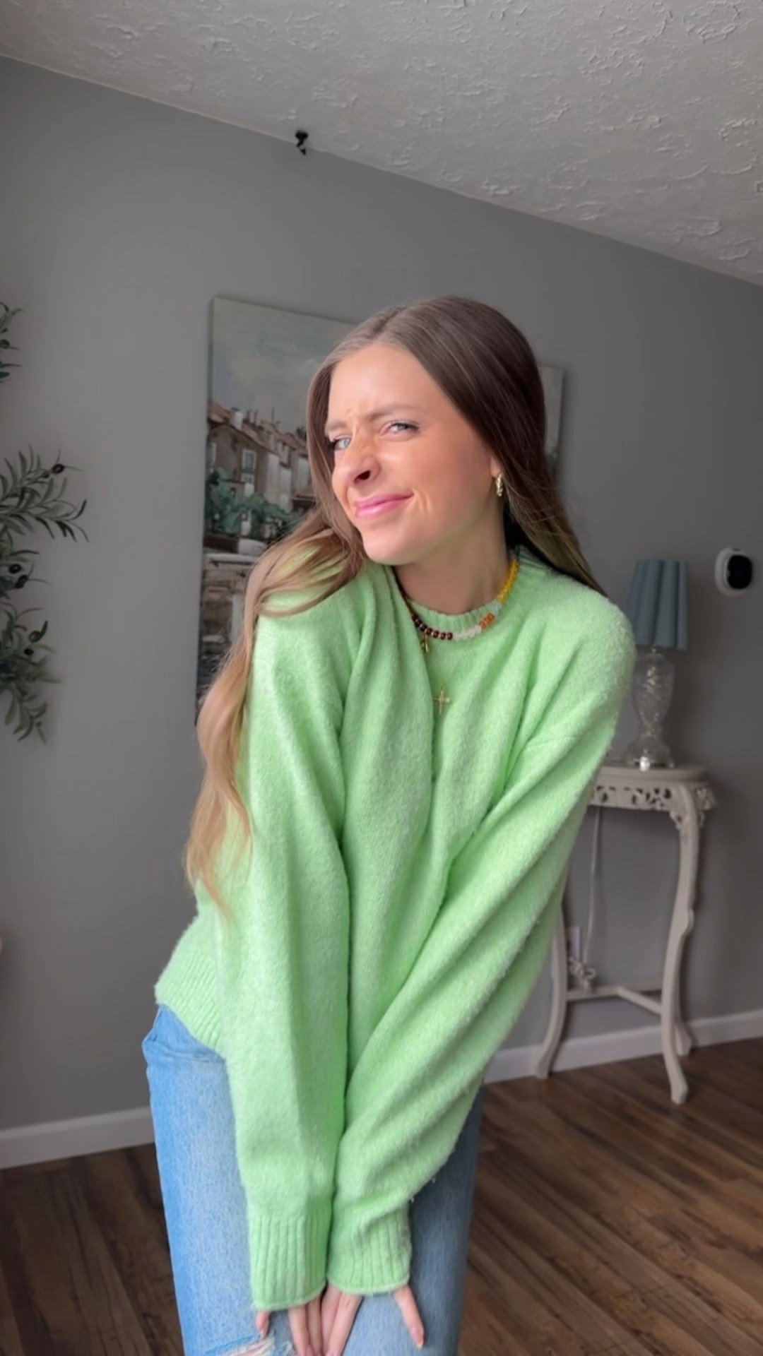 OOTD 4/15/25

Light green lime lightweight sweater, crewneck pullover sweater, chunky colorful jewelry, customizable affordable jewelry, twisted gold hoop earrings, white high top move converse platform lace up sneakers, high waisted denim, Zara jeans, minimal distressing, raw hem denim jeans cropped fit, tall girl style, tall girl friendly denim, spring color palette 

#LTKSaleAlert #LTKFindsUnder100 #LTKStyleTip