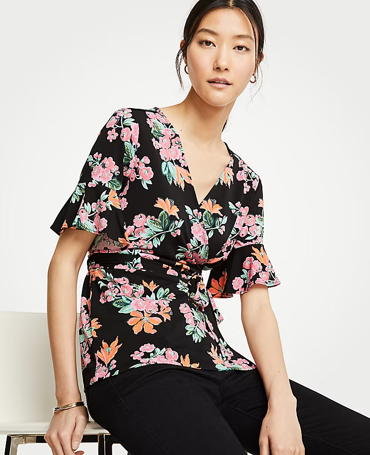 Petite Garden Tie Wrap Top | Ann Taylor (US)
