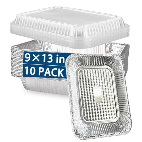Aluminum Pans with Lids 9''x 13'', Tin Foil Disposable Pans, Extra Heavy Duty Baking Pans, Chafing Trays with Lids, Half Size Steam Table Pans, Food Containers for Catering Party Meal Prep Storage | Amazon (US)