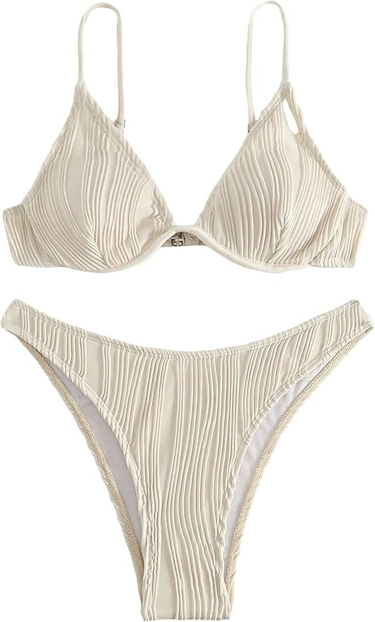 SHENHE Women's Two Piece Cherry Print High Cut Underwire Triangle Bikini Swimsuit | Amazon (US)