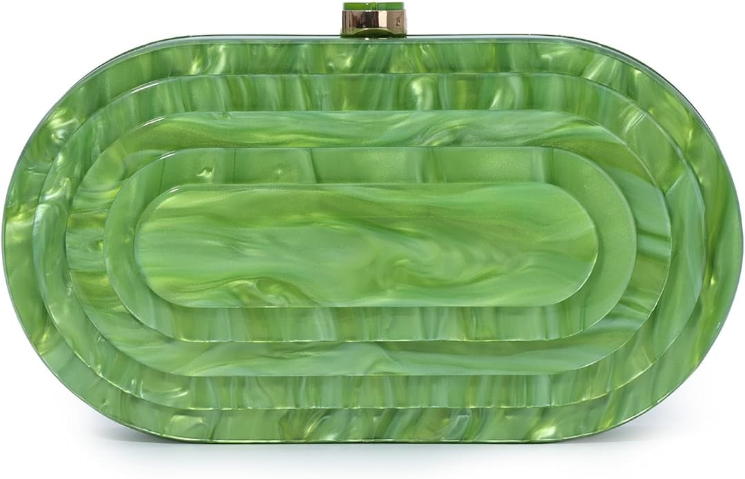 Fecialy Acrylic Evening Clutch Bag for Women Shell Shape Handbags Marbling Purse Formal Party Bri... | Amazon (UK)