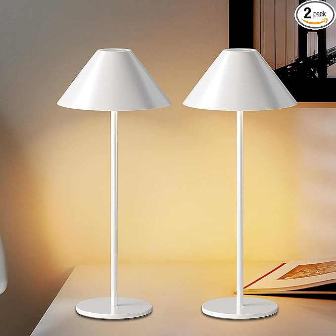 FUNTAPHANTA Modern LED Rechargeable Cordless Table Lamp, IP54 Waterproof, Dimmable Battery Operat... | Amazon (US)