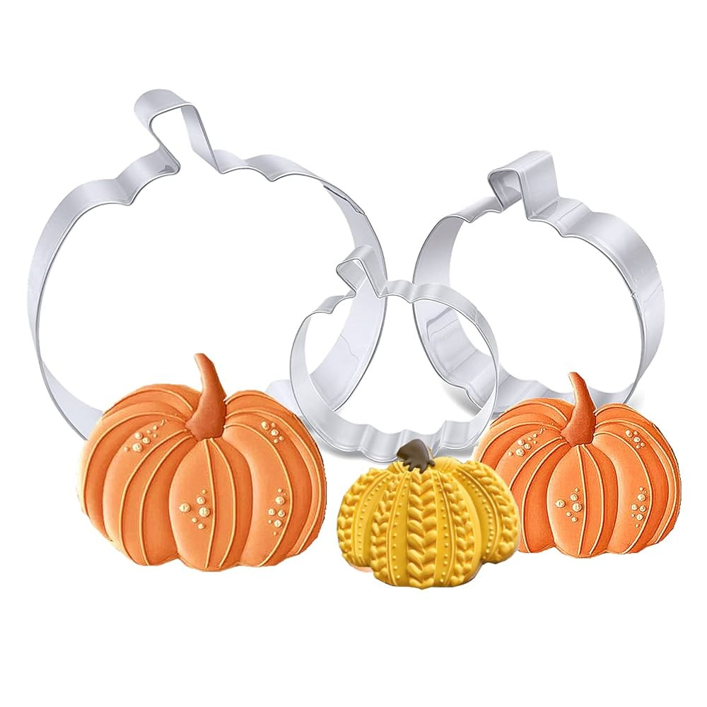 Pumpkin Cookie Cutters Set, 4", 3.2", 1.96" Halloween Fall Thanksgiving Cookie Cutter for Harvest... | Amazon (US)