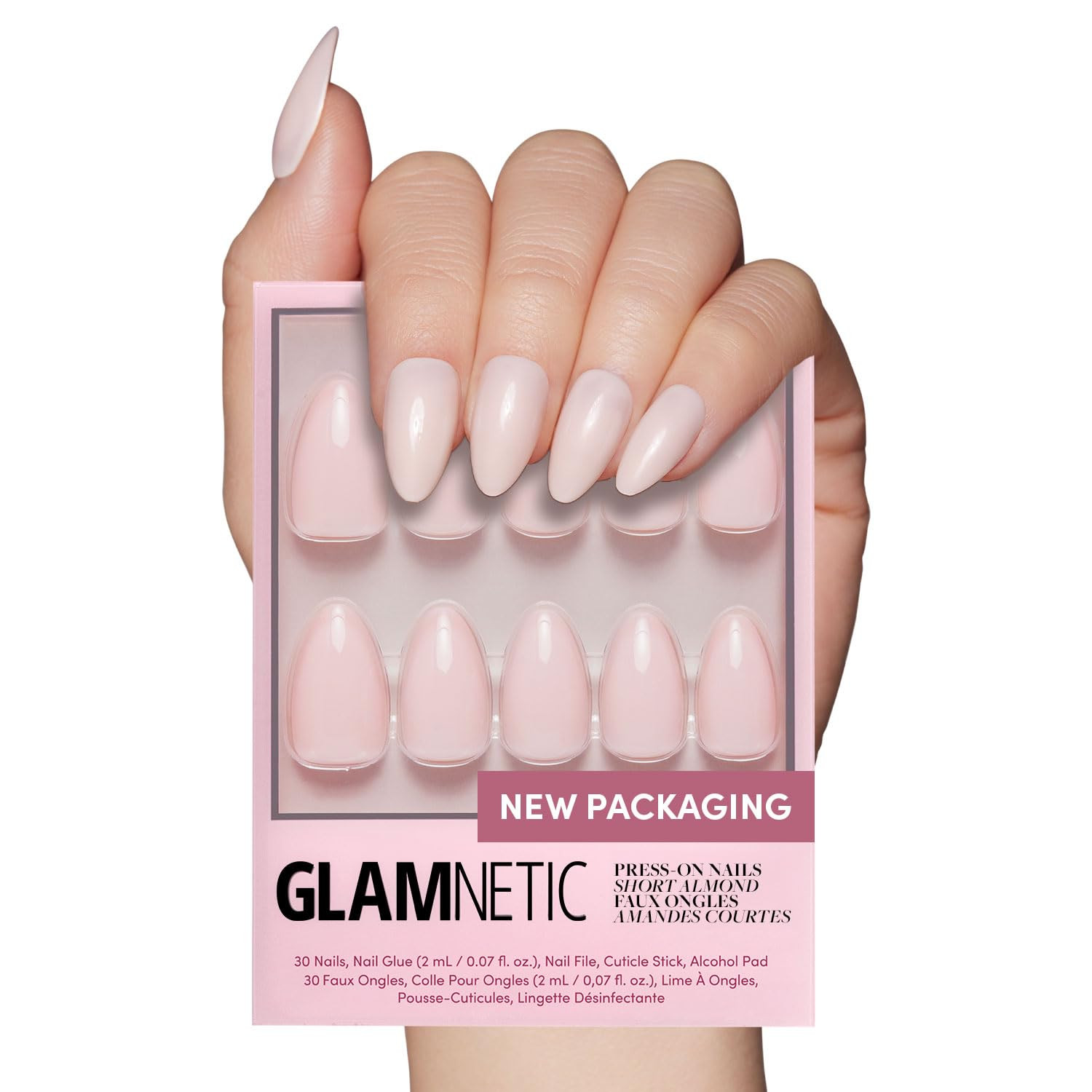 Glamnetic Press On Nails - Ballet Pink | Solid Opaque Light Blush Pink Short Almond Nails, Reusab... | Amazon (CA)