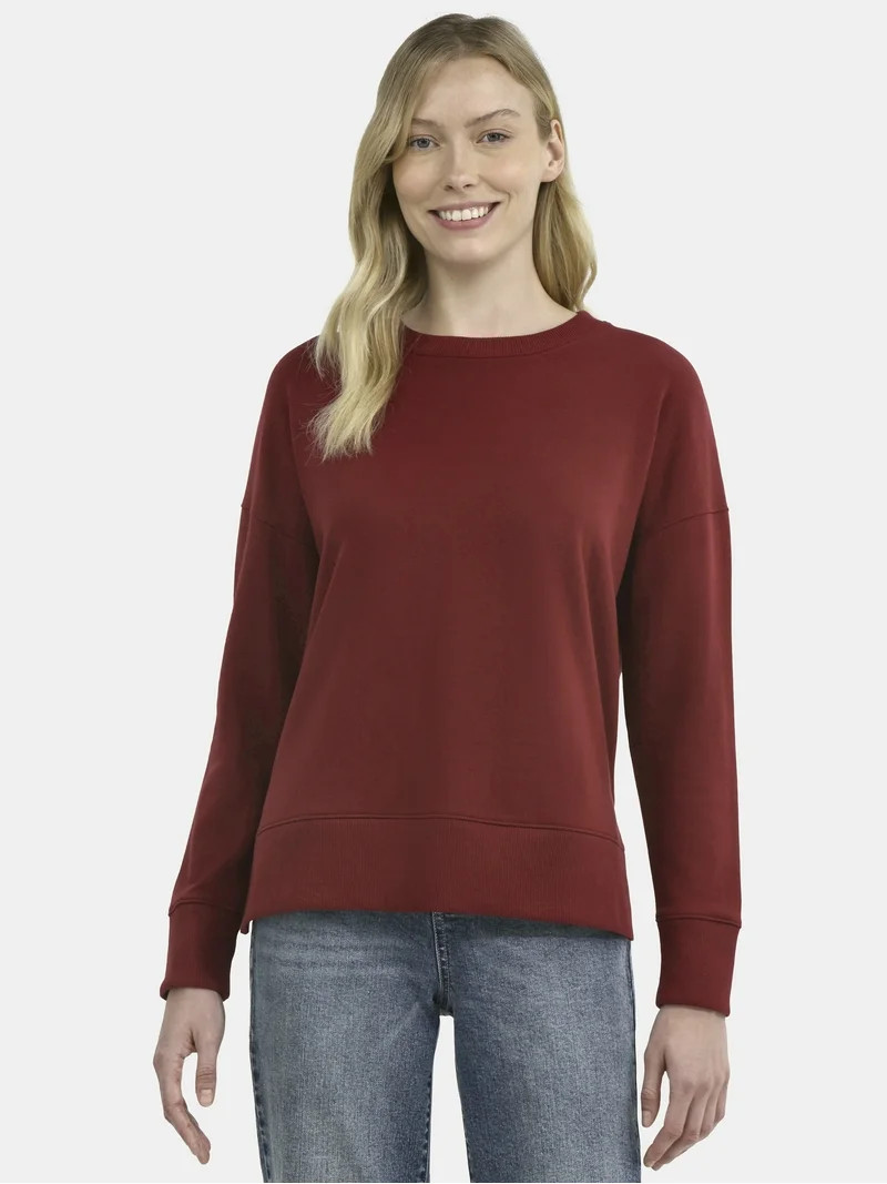 Time and Tru Women's and Women's Plus Crewneck Sweatshirt with Long Sleeves, XS-4X | Walmart (US)