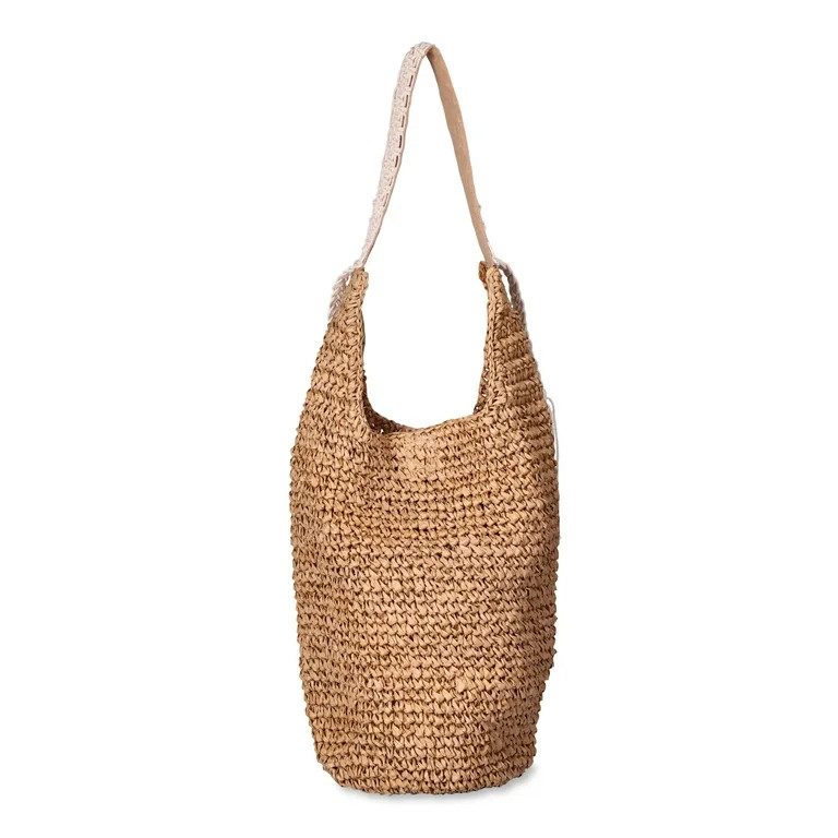 Time and Tru Women's Raffia Hobo Bag, Natural - Walmart.com | Walmart (US)