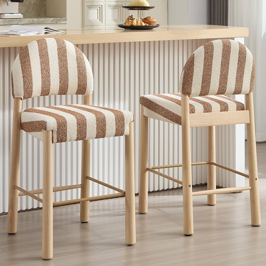 Flouki Farmhouse Counter Stools with Backs, 26" Upholstered Bar Stools Counter Height Set of 2 wi... | Amazon (US)