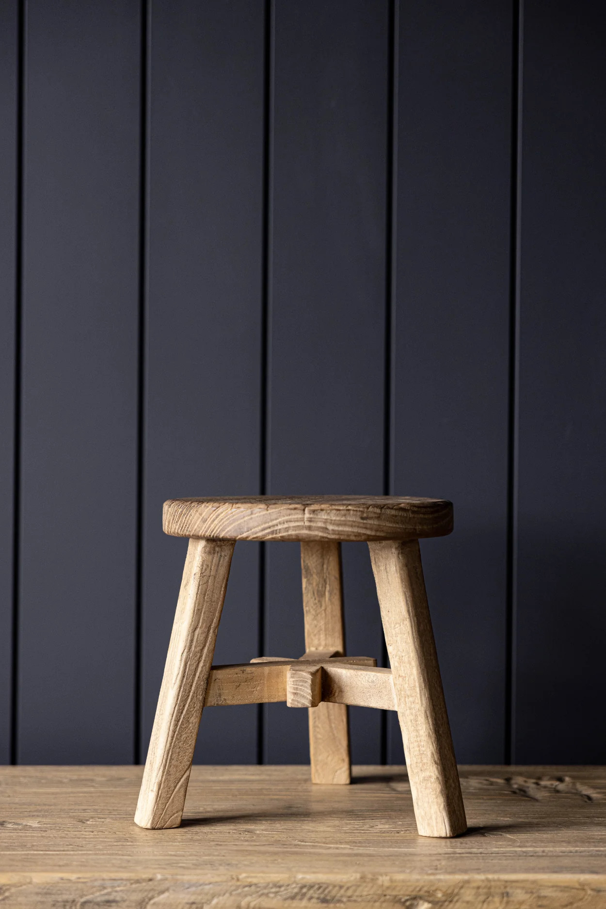 Vintage Reclaimed Round Small Stool Natural | Luxe B Co