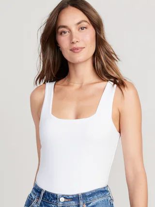 Fitted Sleeveless Square-Neck Bodysuit for Women | Old Navy (CA)