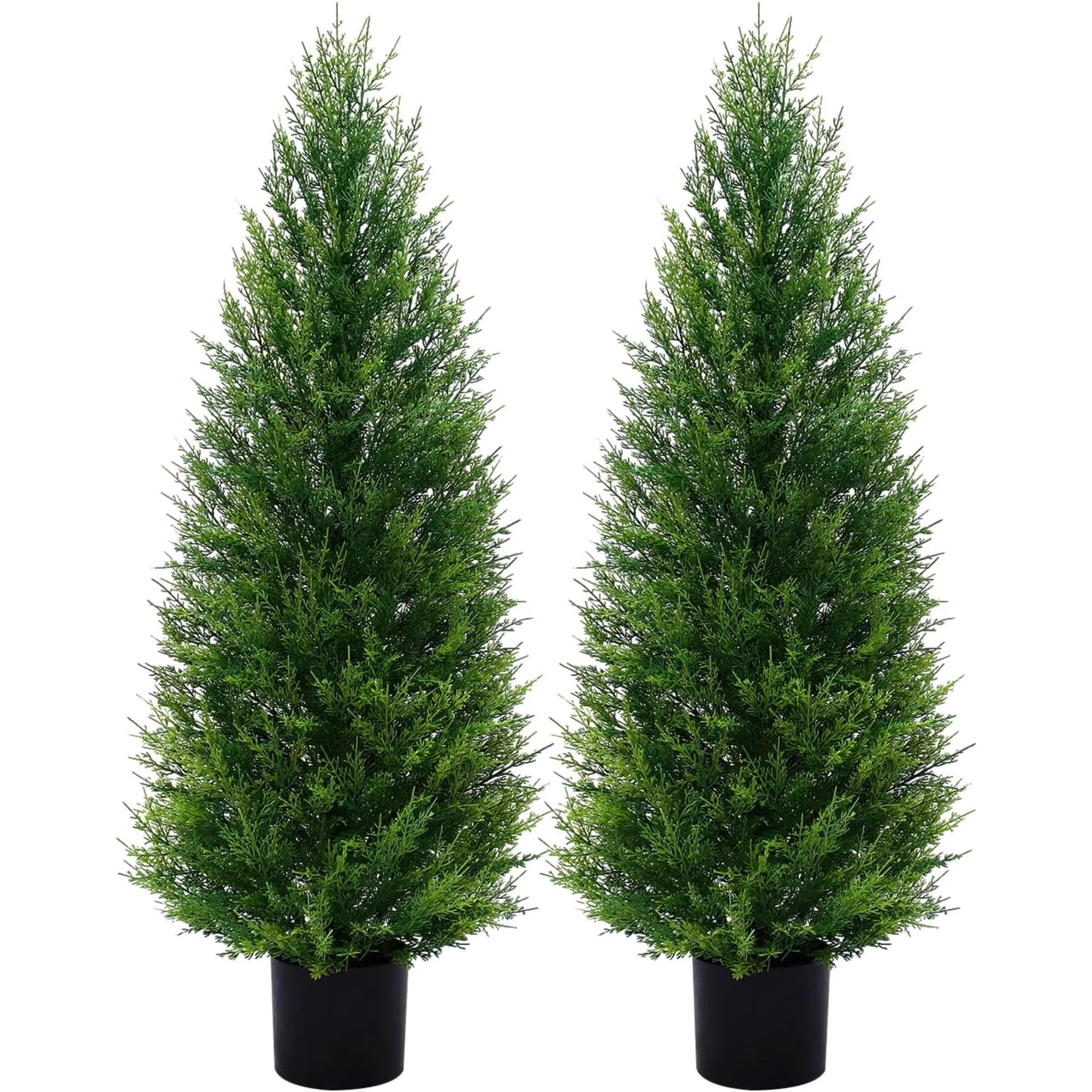 2 Pack 5FT Artificial Cedar Topiary Trees with Full Realistic Leaves, Faux Plants for Home Front ... | Walmart (US)