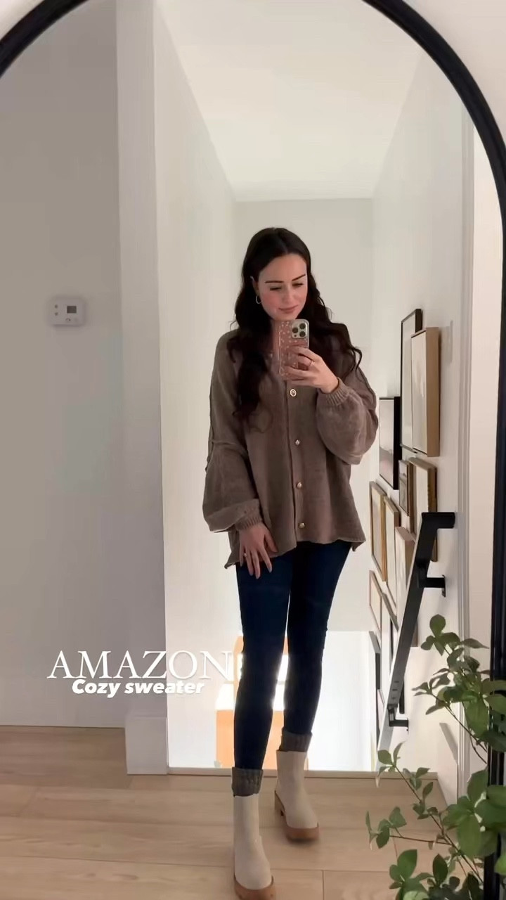 Women’s cozy button down cardigan sweater from Amazon - perfect for fall! It comes in multiple colors & sizes. Color pictured: camel. 

#Amazonfashion
#LTKFindsUnder50 #LTKStyleTip