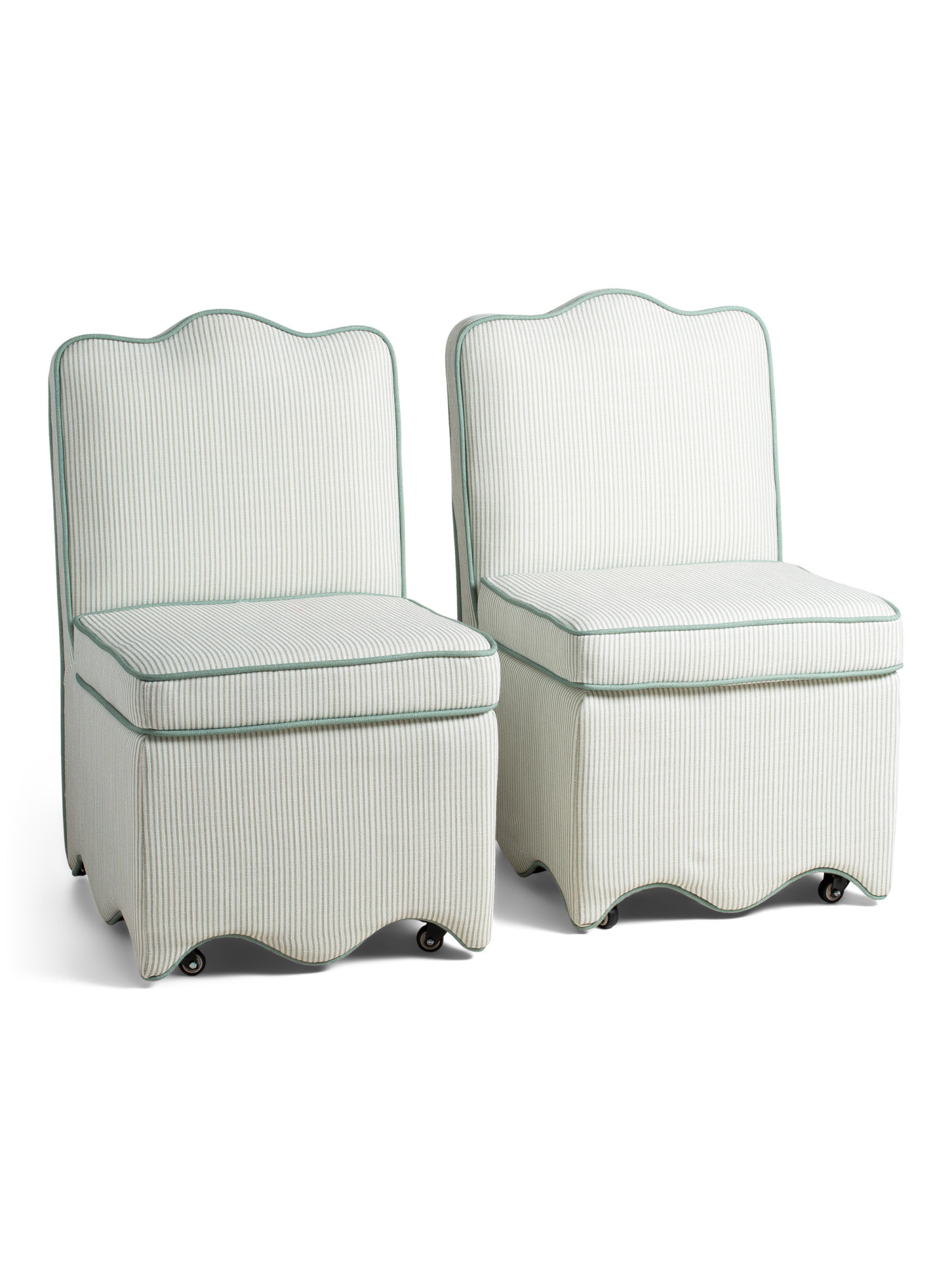 Set Of 2 Scalloped Dining Chairs With Casters | Chairs & Seating | Marshalls | Marshalls