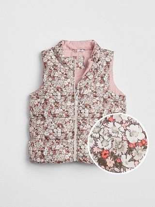 Gap Baby Puffer Vest Floral Print Size 12-18 M | Gap US