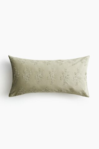 H & M - Embroidered-Detail Cotton Pillowcase - Green | H&M (US + CA)