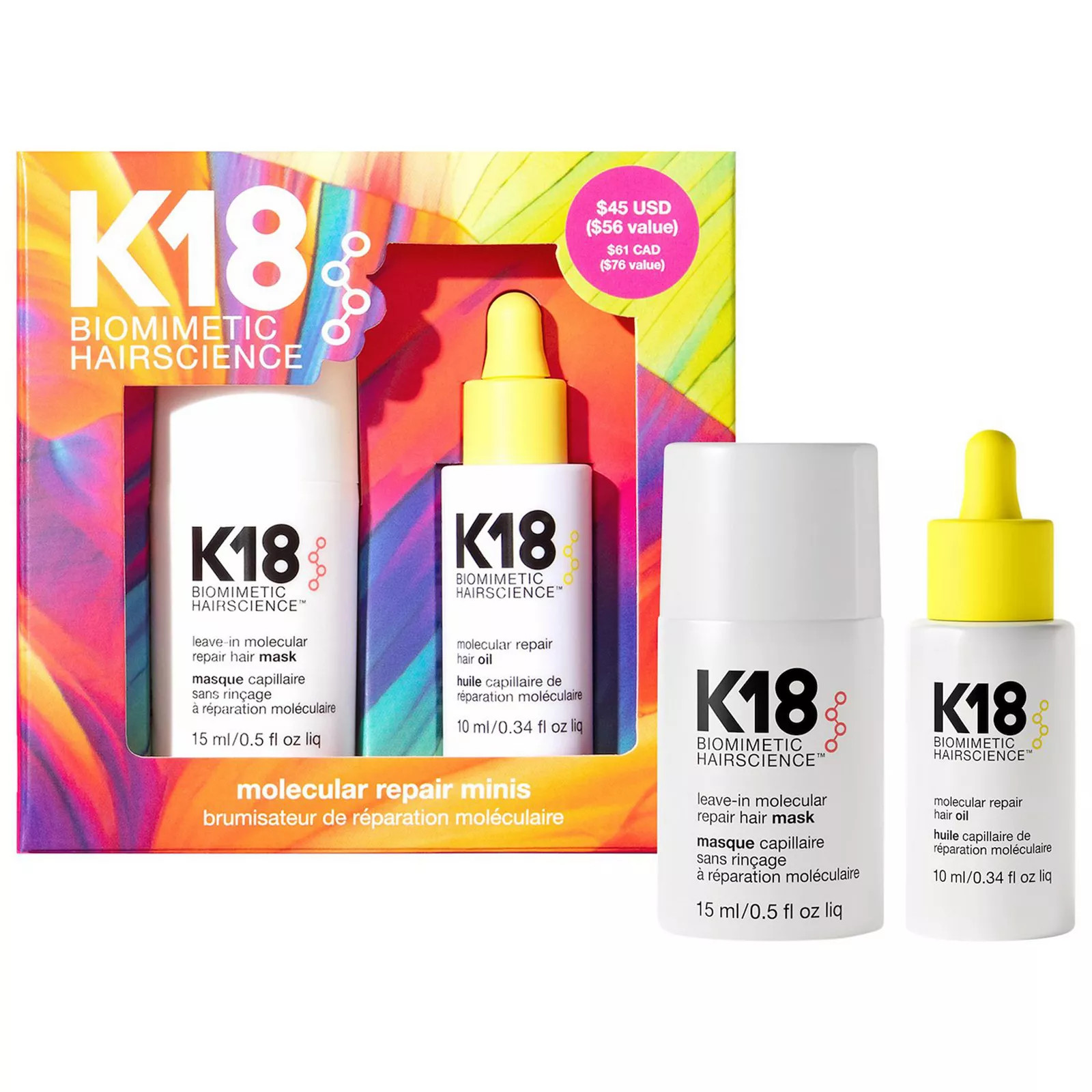K18 Mini Molecular Repair Hair Mask & Oil Value Set, None | Kohl's