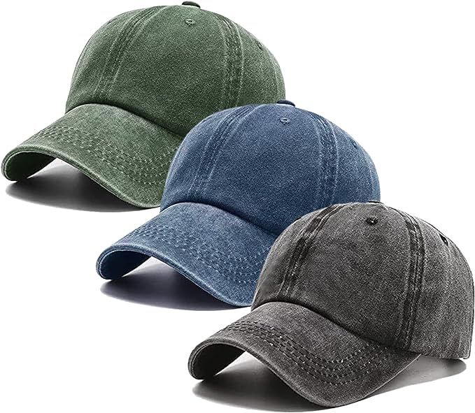3 Pack Washed Plain Vintage Baseball Cap Cotton Adjustable Twill Bulk Low Profile Classic Dad Hat... | Amazon (US)