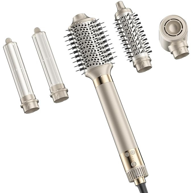 5-in-1 Hot Air Styler – Hair Dryer & Versatile Air Styler with Auto Wrap Curlers, Volumizing Br... | Amazon (US)