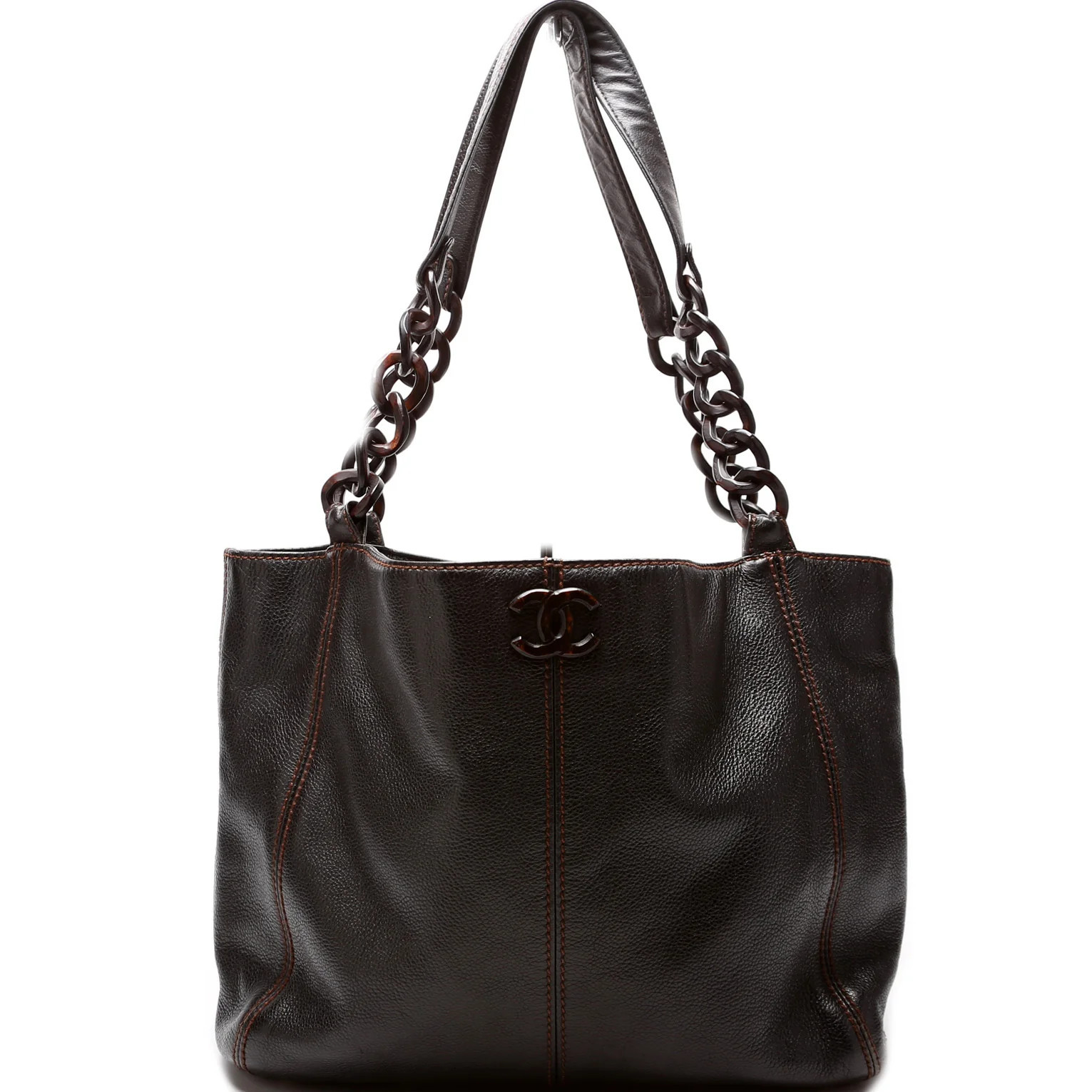 CC Wood Chain Tote | Keeks Designer Handbags