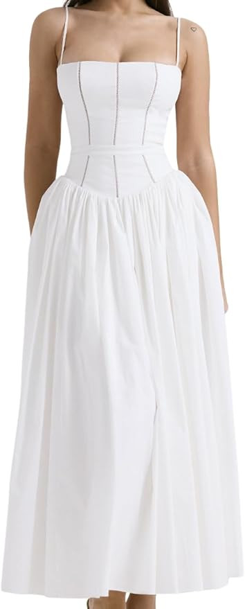 Women's Casual Bohemian Floral Printed Strapless Backless Beach Party A-Line Flowy Long Maxi Dres... | Amazon (US)