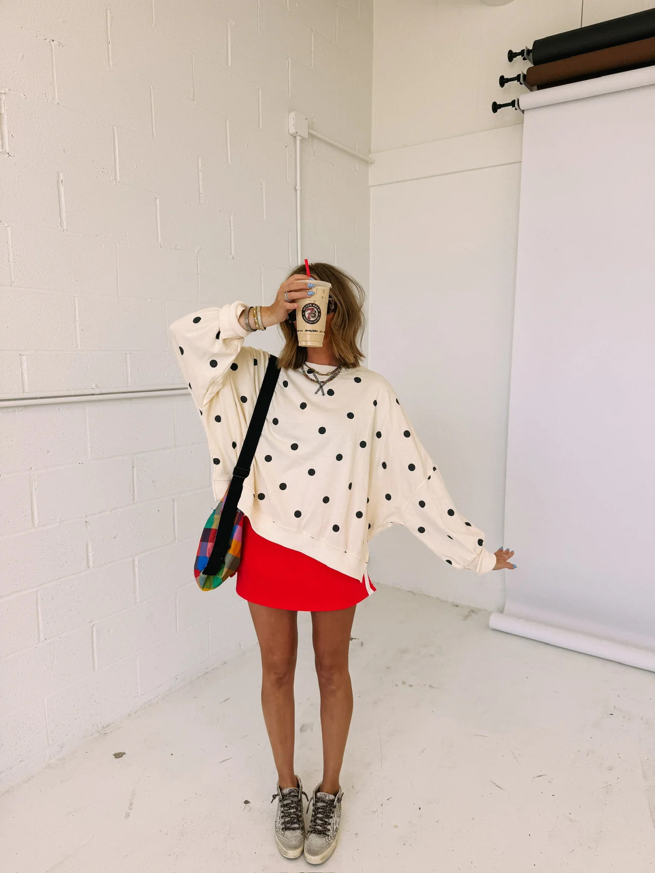 oversized panda polka dot top | Etta+East
