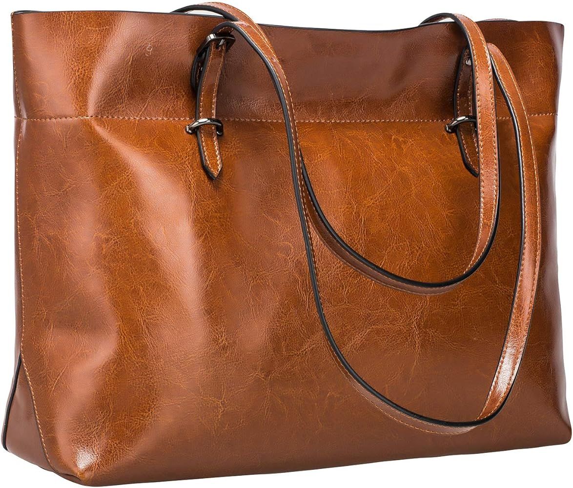 S-ZONE Women Vintage Genuine Leather Tote Shoulder Bag Handbag Upgraded Version Medium | Amazon (US)