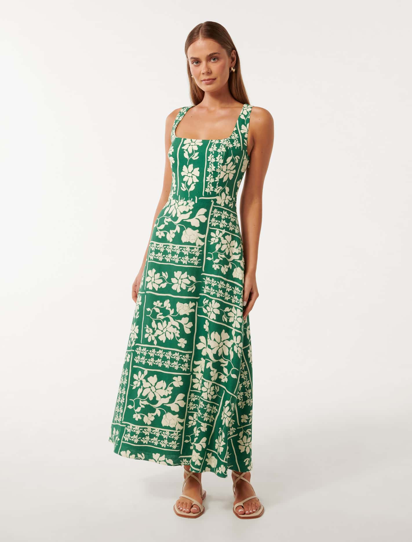 Tori Square-Neck Linen Midi Dress | Ever New (CA)