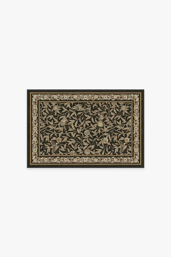 Bird & Pomegranate Soft Black Rug | Ruggable