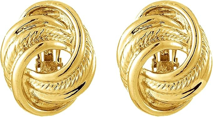 GREICHFAN Matte Gold Sliver Clip on Earrings for Women, Unique Design Geometry Square Knot Hammer... | Amazon (US)