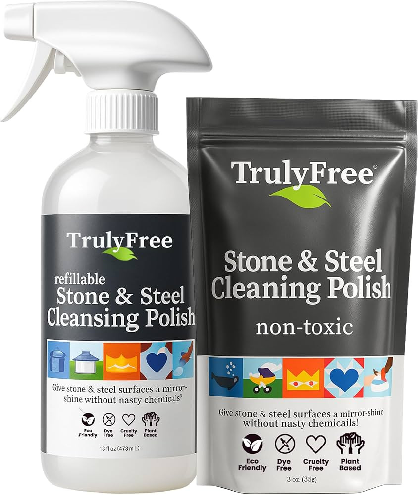 Truly Free Stone & Steel Cleansing Polish Starter Kit - Quartz, Marble, Granite, Stone Countertop... | Amazon (US)