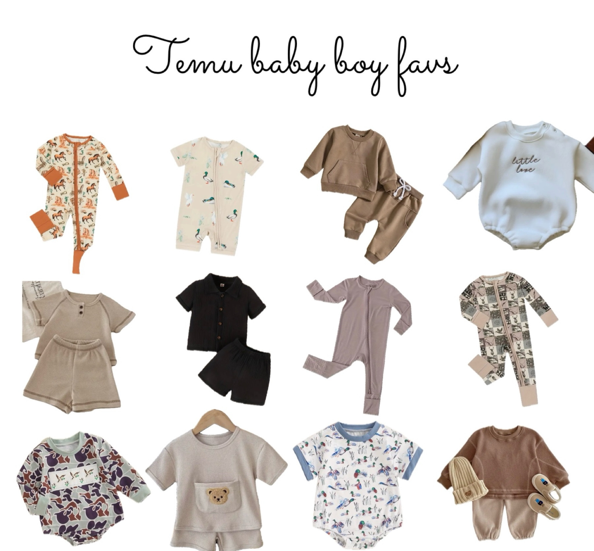 Temu baby boy favorites 

Temu baby boy clothes | bamboo onesies | bamboo sleepers | little boy outfits 

#LTKKids #LTKBaby #LTKFindsUnder50