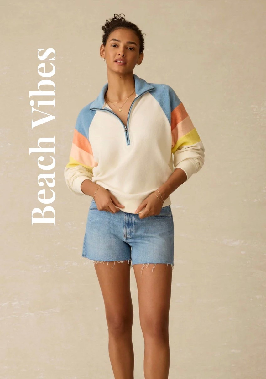 The cozy 3/4 zip cabana sweatshirt. 
The colors, the terry material, the vibe; it’s all here. 
🏖️Perfect for sunset evenings. 
🏖️For the beach vacation lover. 
kimbentley, 

#LTKSaleAlert #LTKGiftGuide #LTKTravel