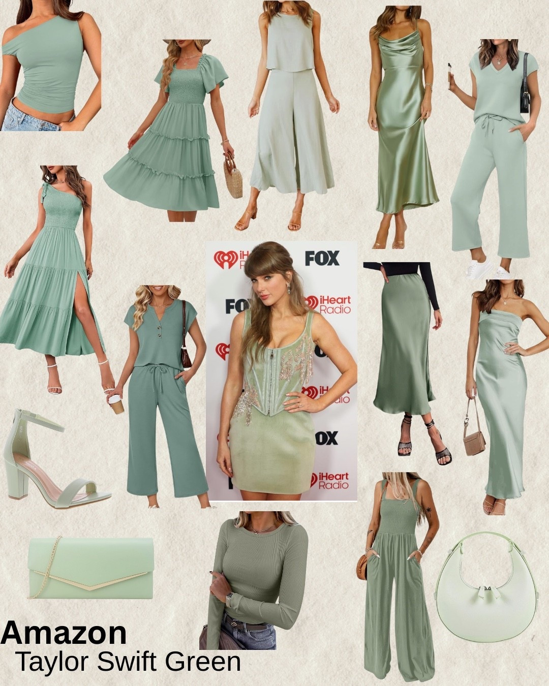 Taylor Swift inspiration. Spring muted green. Sage green. Spring outfits. Taylor Swift spring fashion. Sage party dress. Sage green outfits. Spring green fashion. Wedding guest dress. Matching sets. Amazon spring fashion 

#LTKootd #LTKWedding #LTKSeasonal