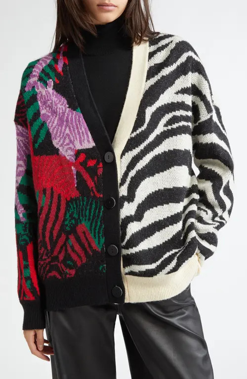 FARM Rio Mix Print Cardigan in Mixed Zebra Prints at Nordstrom, Size X-Small | Nordstrom