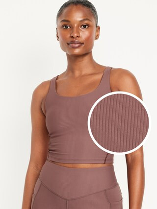 Light Support PowerSoft Ribbed Longline Sports Bra for Women | Old Navy (CA)