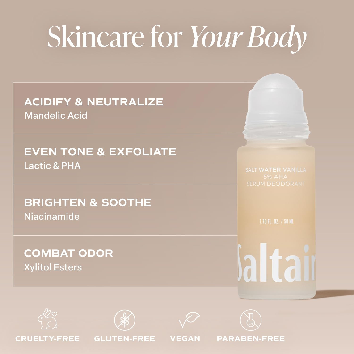 Saltair Serum Deodorant 2 Pack – Salt Water Vanilla Scent – 5% AHA – Aluminum-Free Odor Con... | Amazon (US)