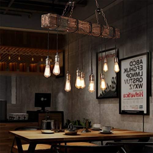 10-Lights Chandelier Wooden Retro Rustic Pendant Light - Industrial Suspension Light line can be ... | Amazon (US)