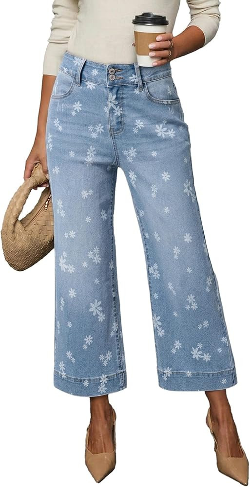 Dokotoo Womens Summer Jeans High Waisted Wide Leg Baggy Jeans for Women Stretch Denim Pants | Amazon (US)