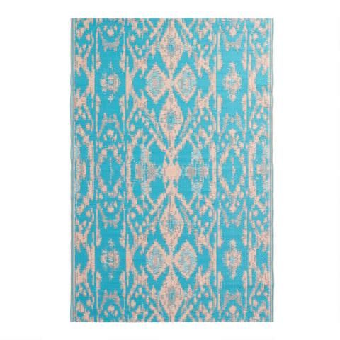 Turquoise Ikat Reversible Indoor Outdoor Rio Floor Mat | World Market