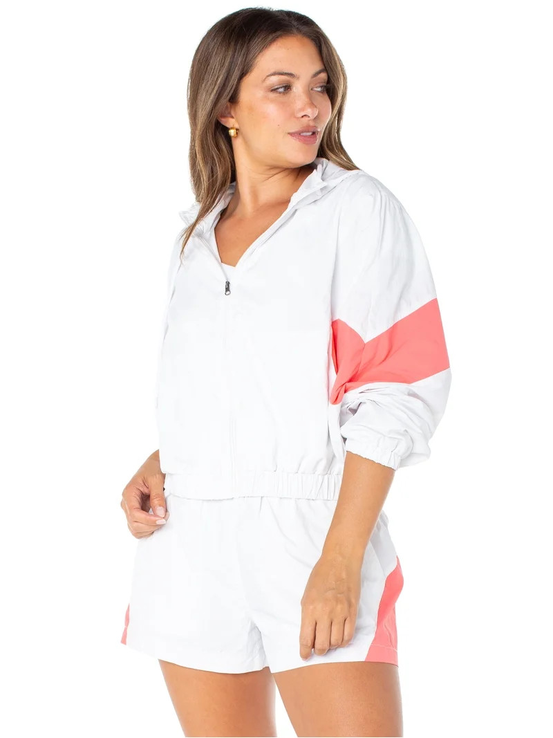 Celebrity Pink Women's Zip Front Hooded Windbreaker Jacket, Sizes XS-XXXL | Walmart (US)