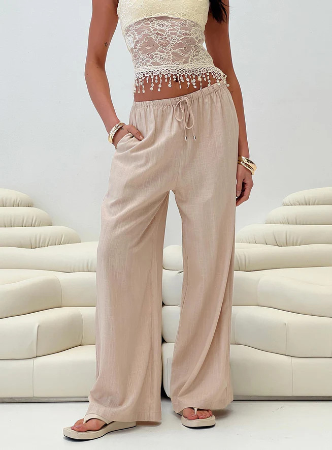 Ogilvie Linen Blend Pants Beige | Princess Polly US