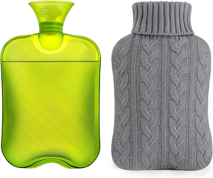 samply Hot Water Bottle with Knitted Cover, 2L Hot Water Bag for Hot and Cold Compress, Hand Feet... | Amazon (US)