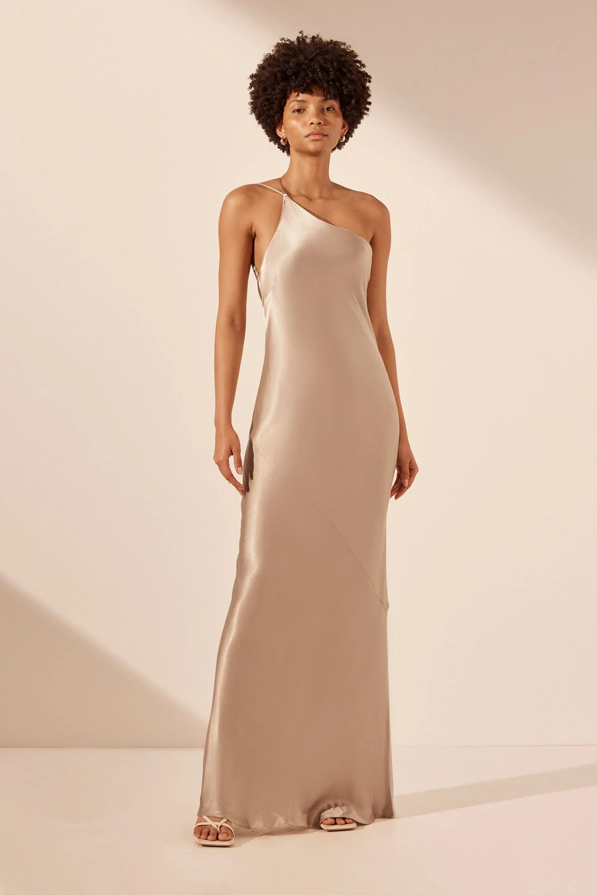 La Lune One Shoulder Cowl Back Maxi Dress | Gold | Dresses | Shona Joy | Shona Joy