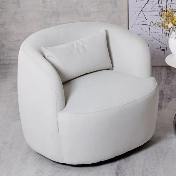 Overstreet 34" Wide Boucle Upholstered Swivel Armchair | Wayfair North America