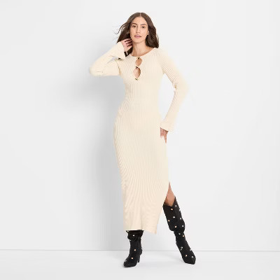 Women's Ribbed Maxi Dress - Future Collective Cream XL | Target